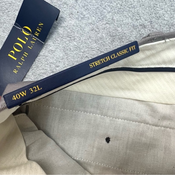 Polo Ralph Lauren Pants Mens 40x32 Light Gray Stretch Classic Fit Flat Front NWT - Picture 9 of 13